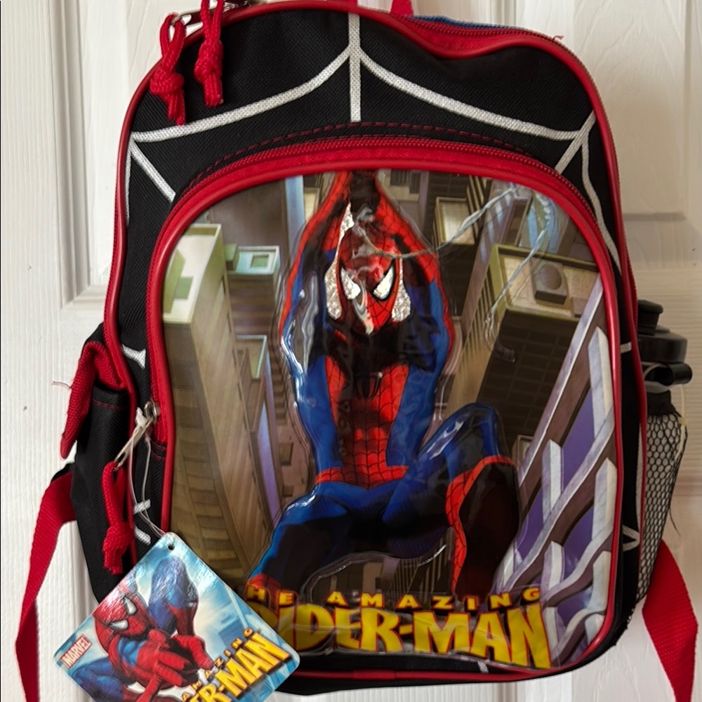 Backpack & water bottle Marvel Spider-Man new 11” x 9” adjustable padded straps